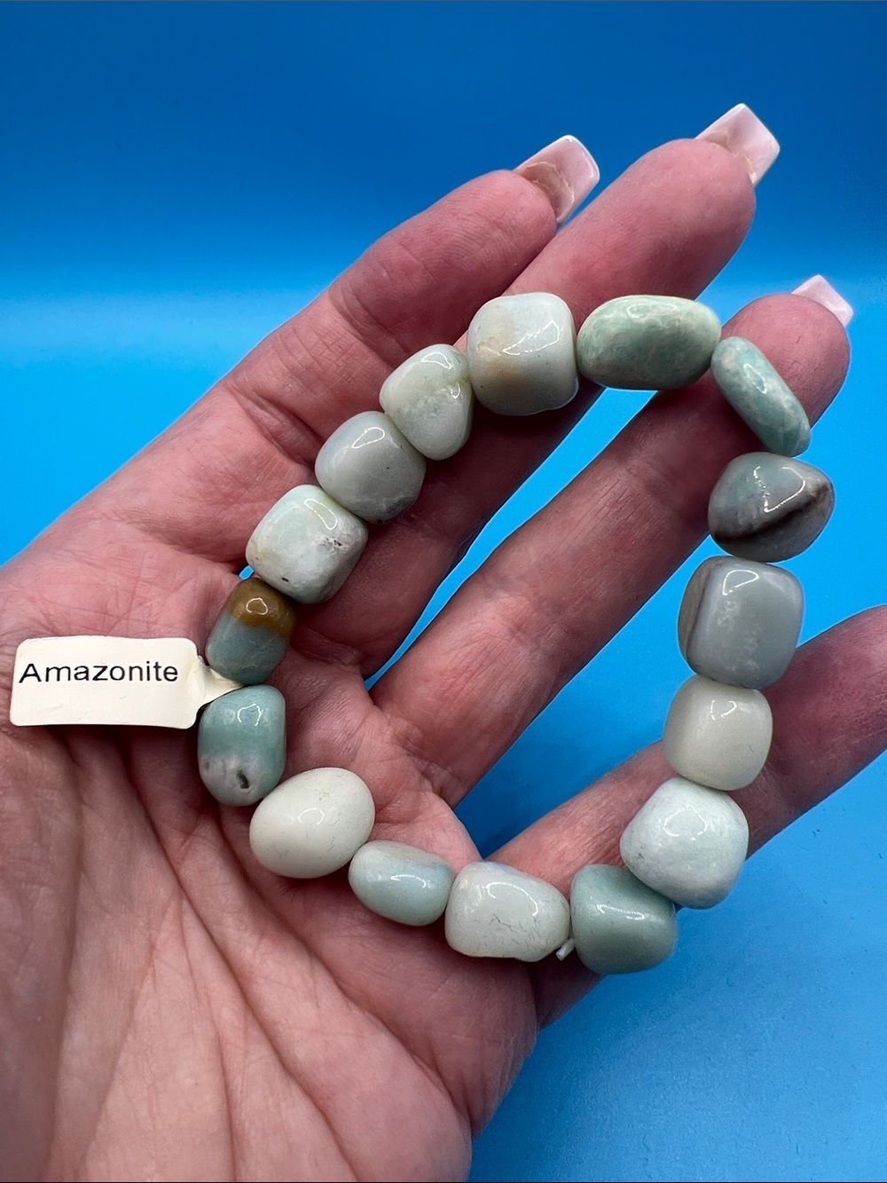 Amazonite Stretch Bracelet - Light Green Beaded Women's Jewelry
